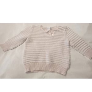 Ralph Lauren Baby Girl Knit Sweater Light Pink w/white stripes size 12 Months